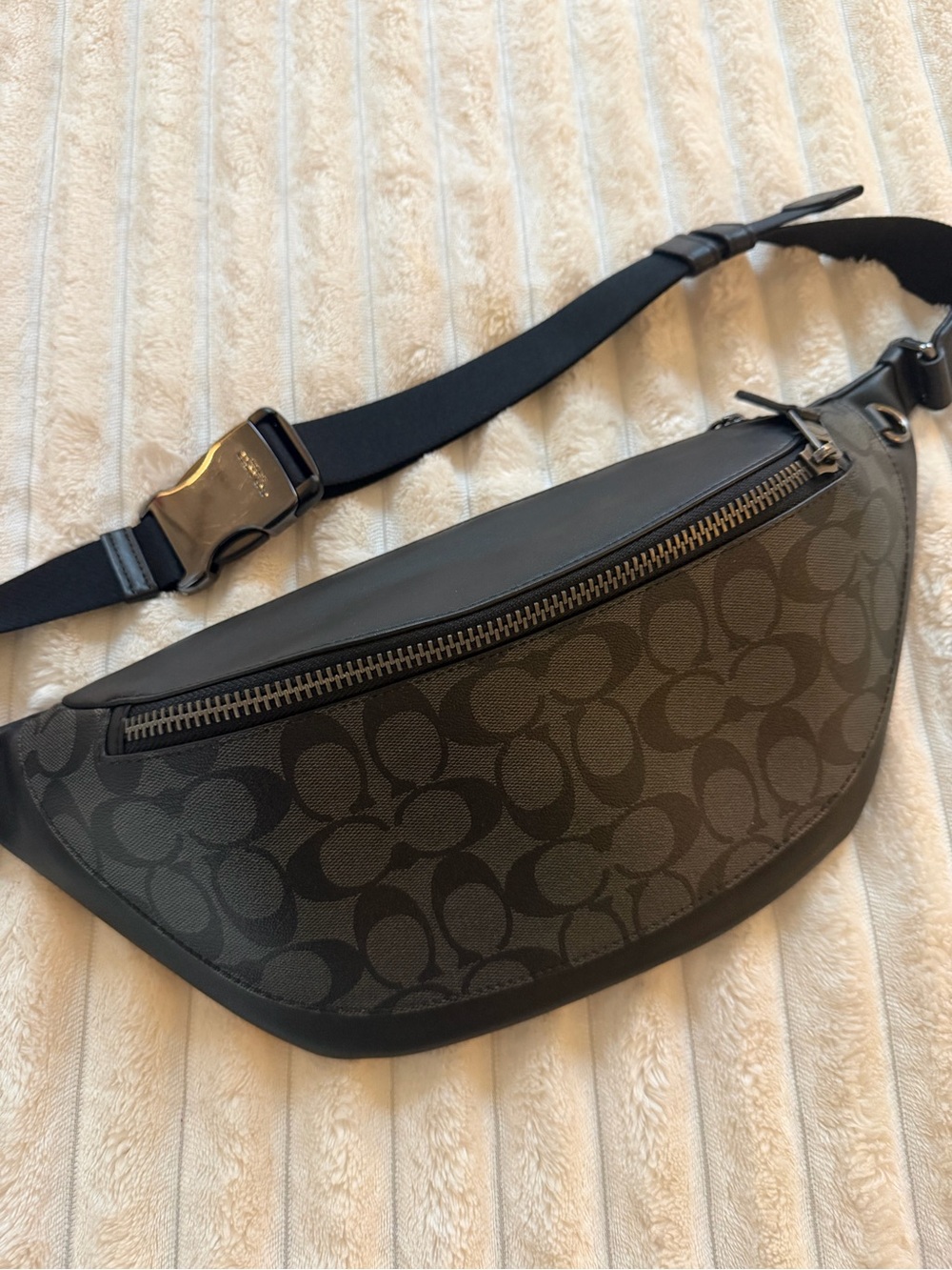Coach Warren Belt Bag Signature Canvas F78777 Charcoal Black